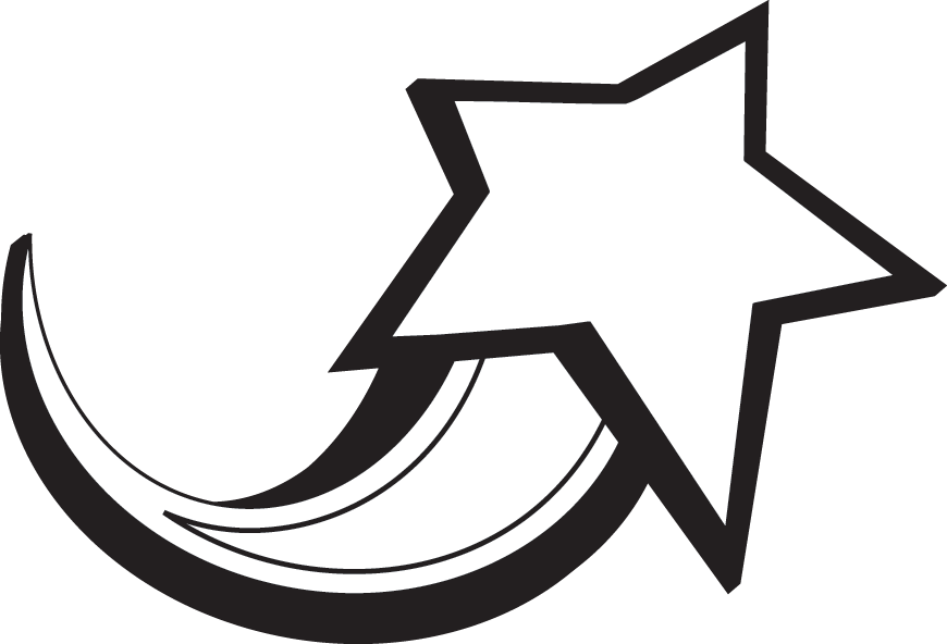 Black and White Shooting Star Clipart