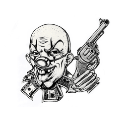 Clown and Gun Tattoo