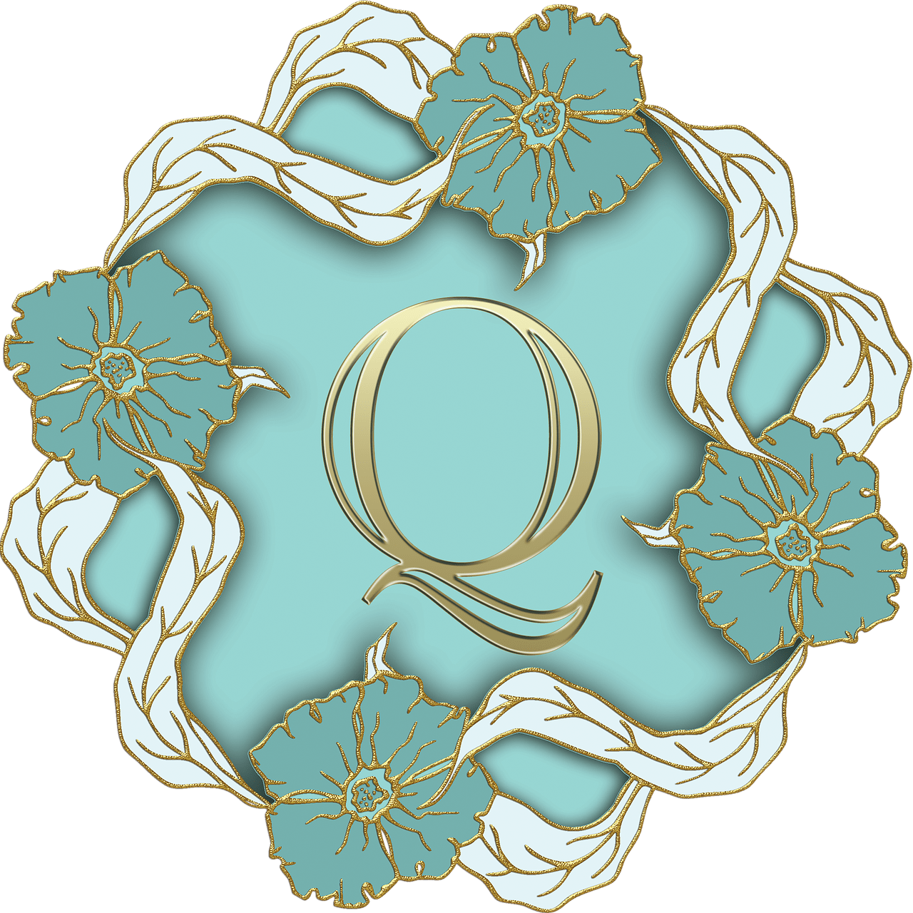 Flower Theme Capital Letter Q
