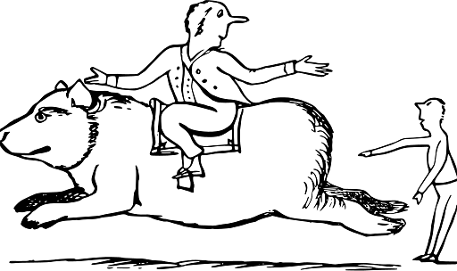 Edward Lear Drawing Man Riding a Bear