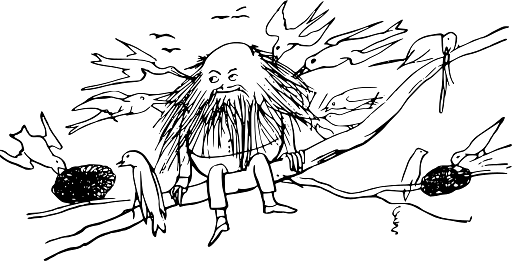 Edward Lear Drawing Hermit Sitting on a Tree