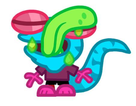 Slurpy the Lickity Lizard Tongue on Eye