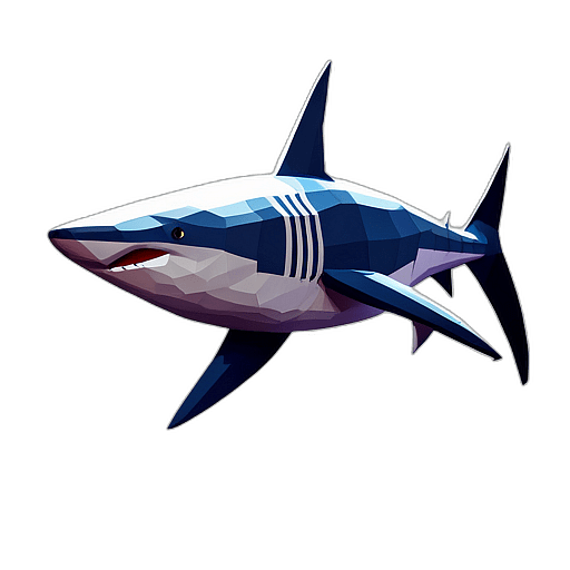Shark, Cartoon Character - In The Style Of Pixar, Single View, No Shadow