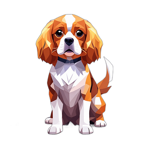 Cavalier King Charles Spaniel, Children'S Cartoon Animation Style - Full Body, Single View, No Shadow