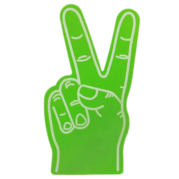Green Foam Hand Peace Sign
