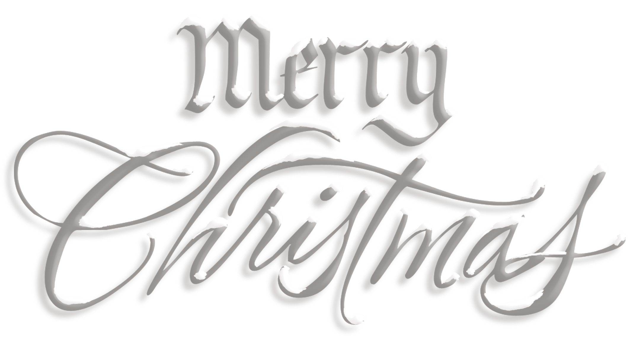 Merry Christmas Silver Snow Text