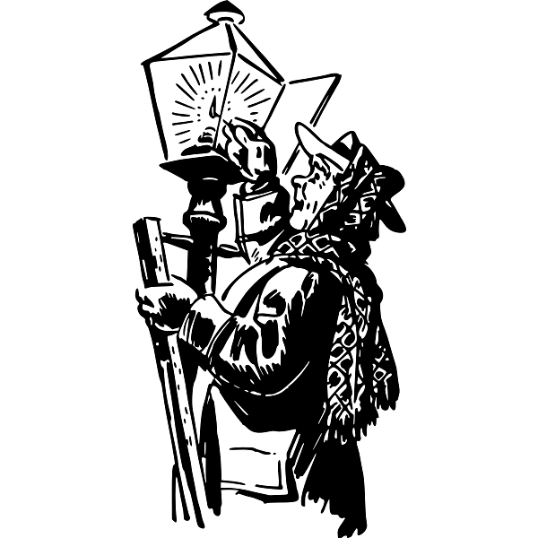 Silhouette Of Man Lighting a Gas Lamp