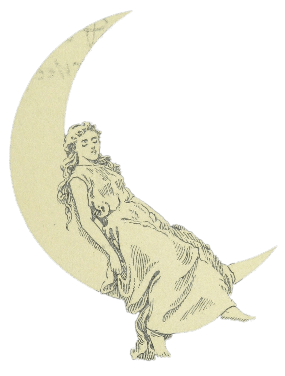 The Girl On The Moon Drawing