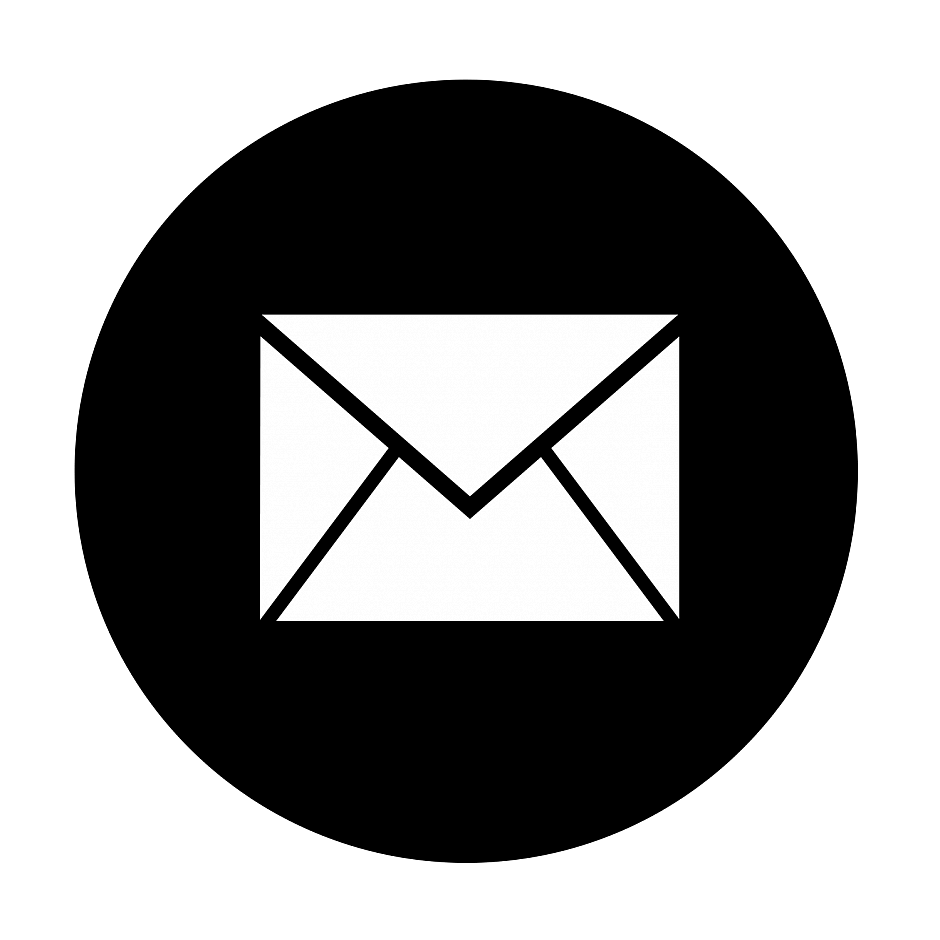 Full White Envelope on Black Round Background