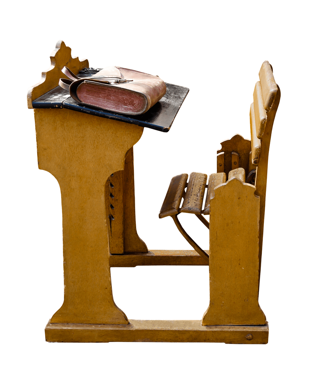 School Vintage Desk and Attached Chair