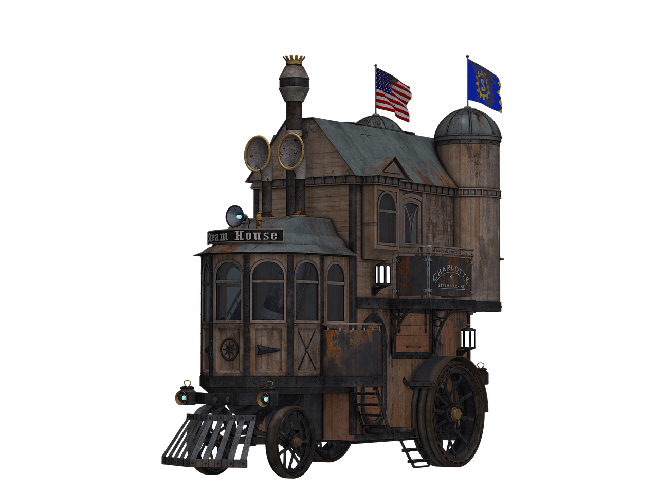 Steampunk Locomotive Side View