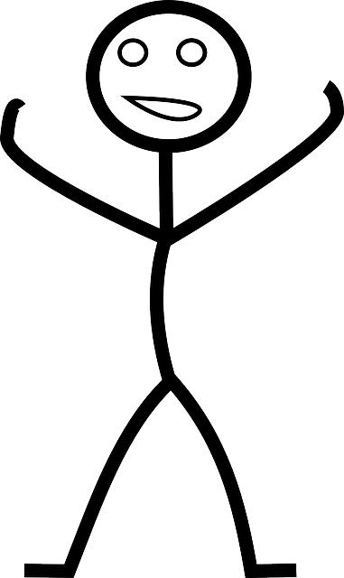 Stick Figure Raising Hands Happy