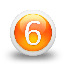 White Number 6 In Orange Circle