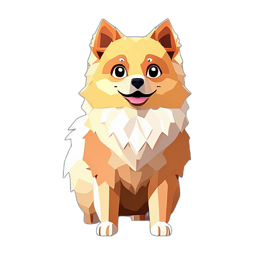 Pomeranian, Children'S Cartoon Animation Style - Full Body, Single View, No Shadow