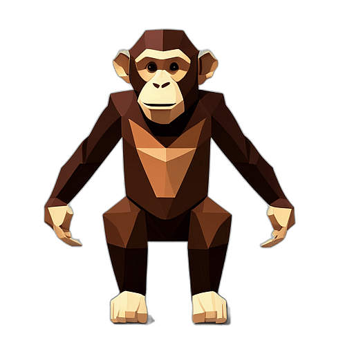 Chimpanzee, Cartoon Character - In The Style Of Pixar, Single View, No Shadow