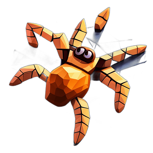 Tarantula, Cartoon Character - In The Style Of Pixar, Single View, No Shadow