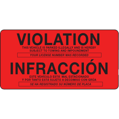 Red Parking Violation Label