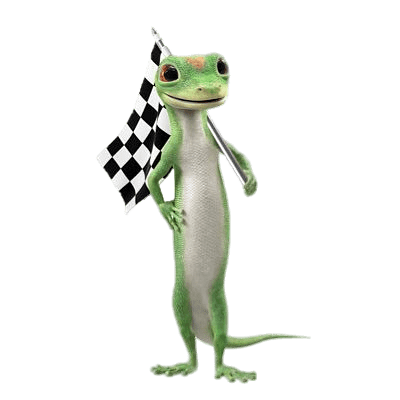 Geico Gecko with Race Flag