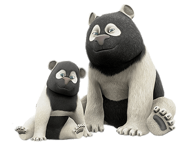 Zafari characters Xiang and Fan the pandas