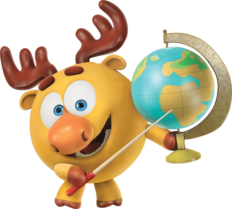 Kikoriki Dokko Holding A Globe