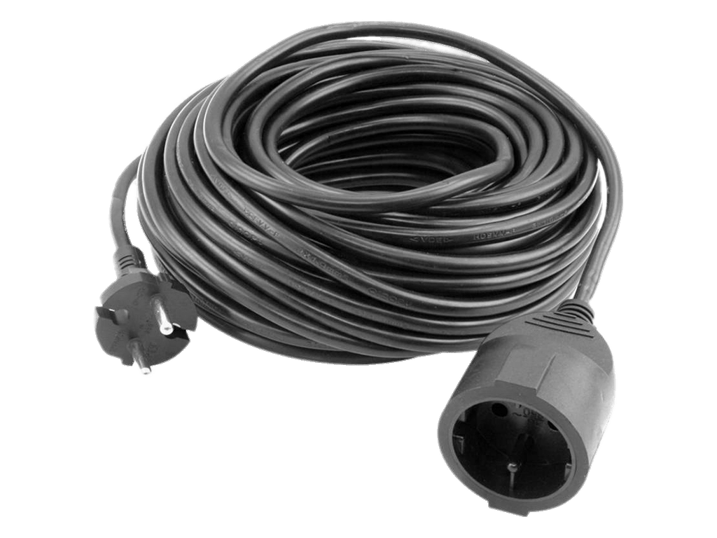 20m Black EU Extension Cord