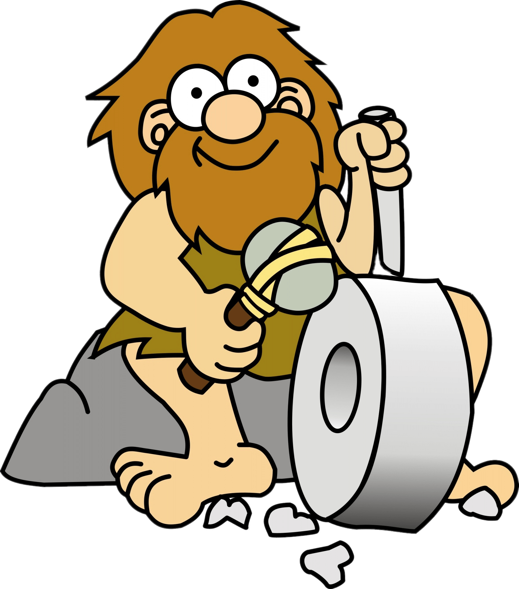 Caveman Carving A Wheel