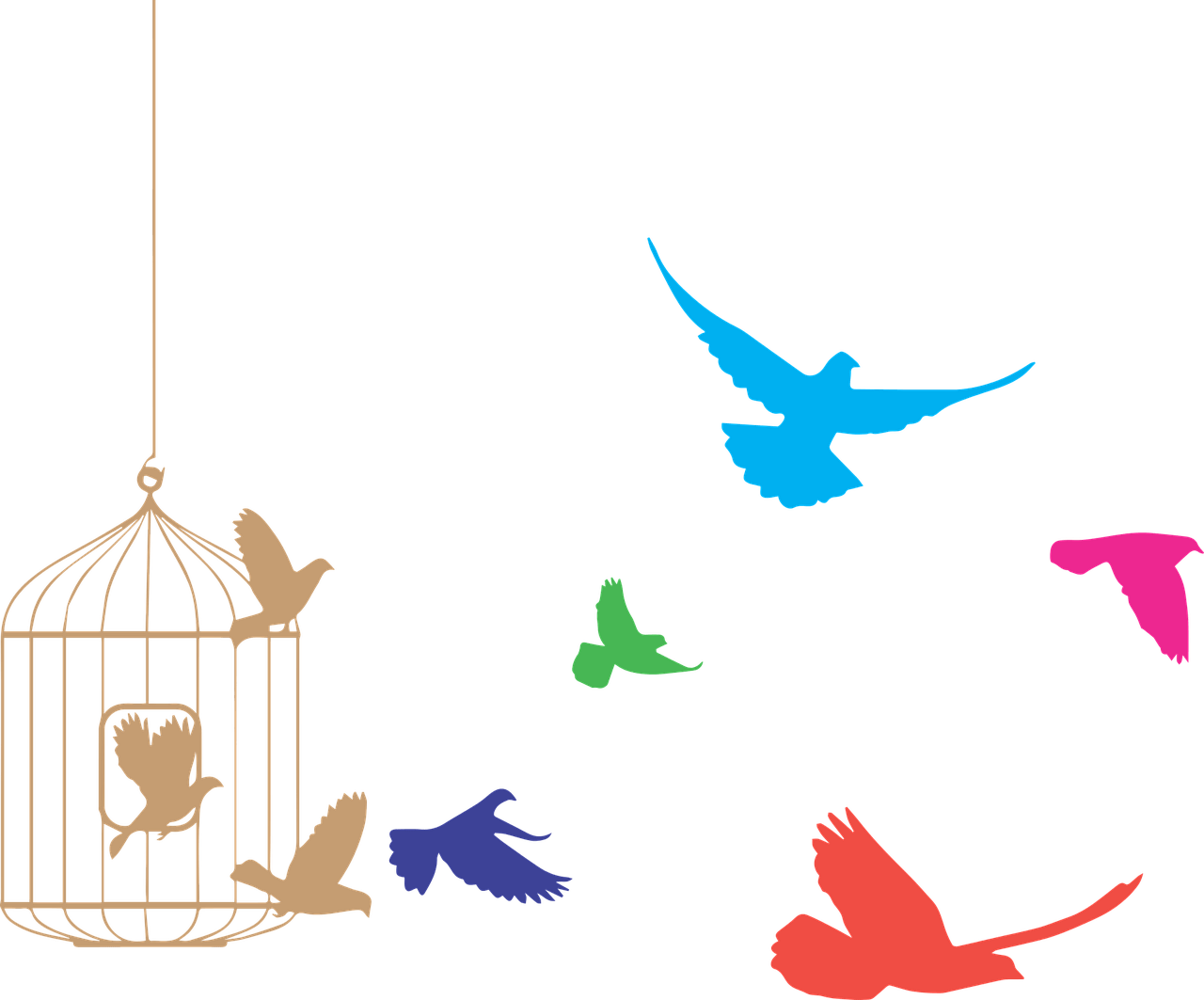 Birds Flying From Cage Clipart