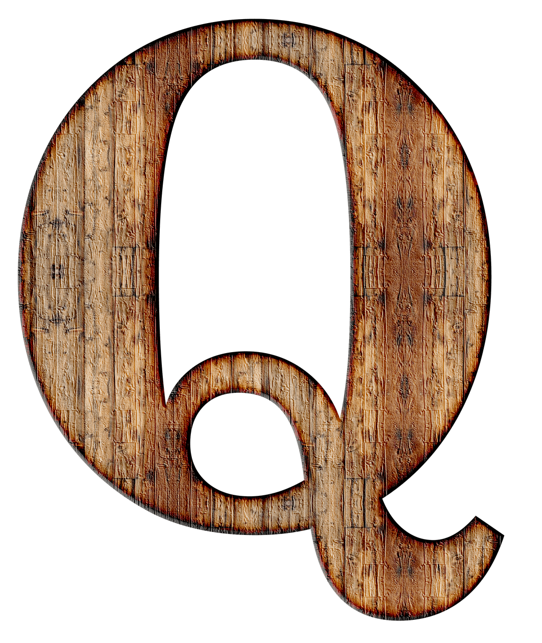 Wooden Capital Letter Q