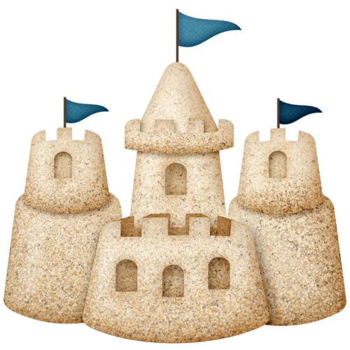 Sand Castle With Blue Flags