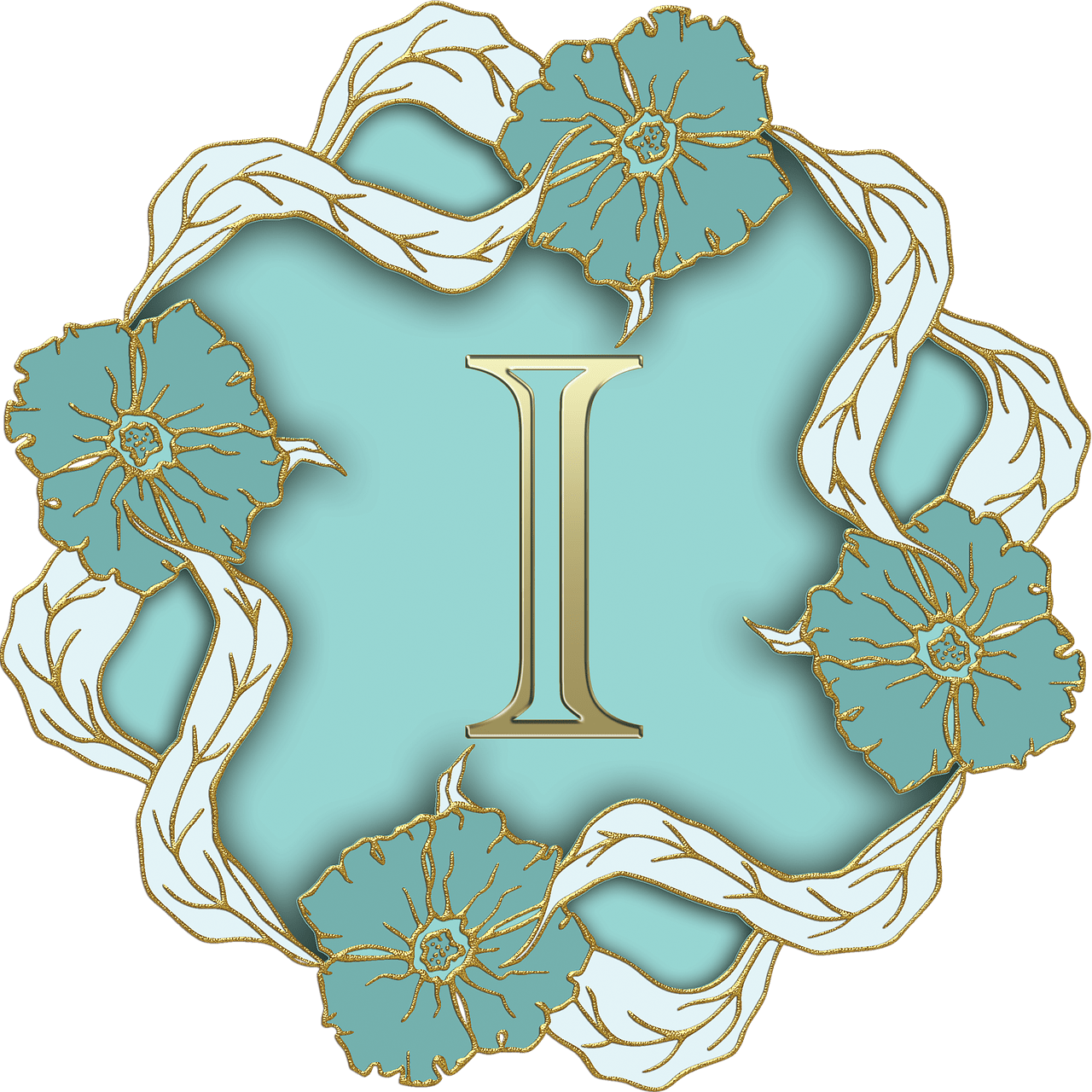 Flower Theme Capital Letter I