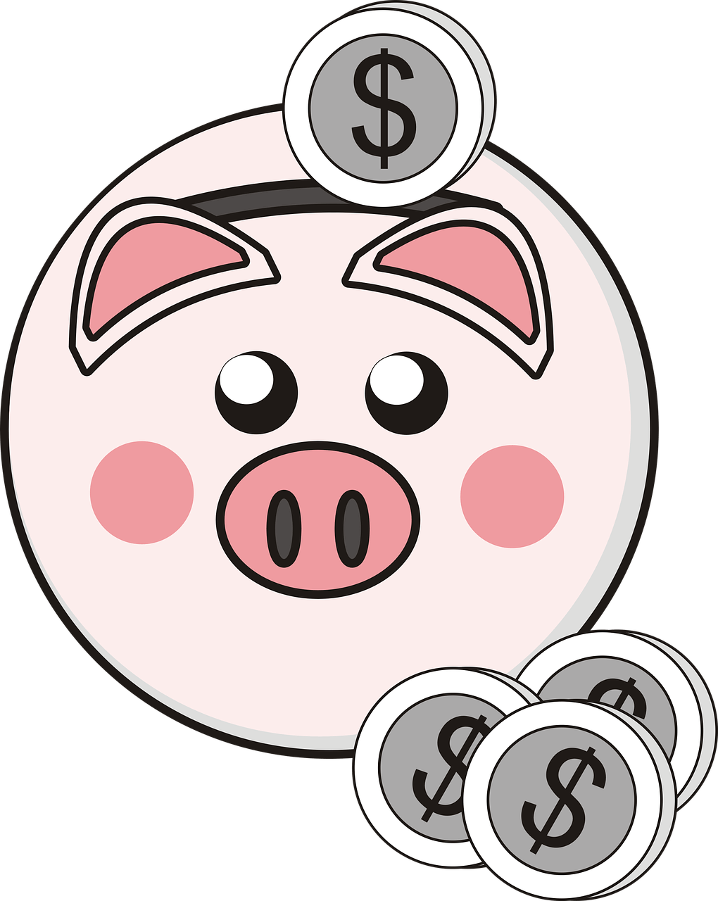 Piggy Bank With Dollar Coin Clipart