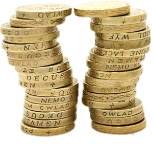 Piles Of One Pound Coins