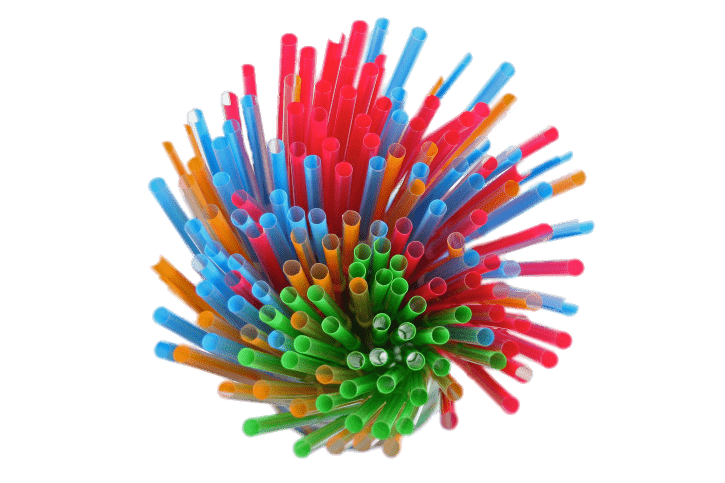Bunch Of Coloured Straws Top View