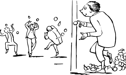 Edward Lear Drawing Throwing Fruit