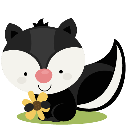 Skunk Holding Flower Cartoon