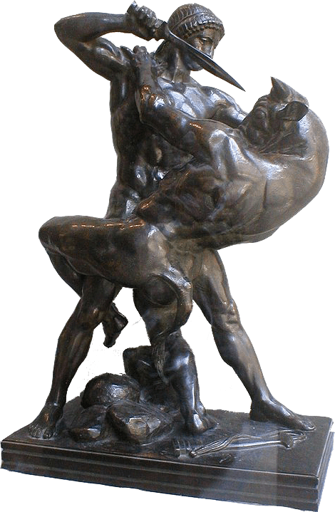 Theseus slaying the Minotaur sculpture