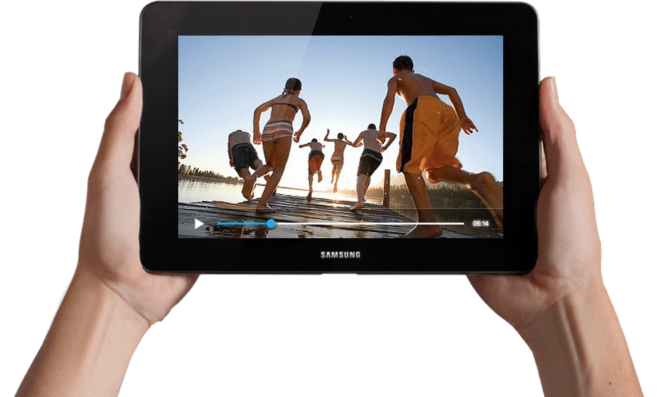 Two Hands Holding Samsung Tablet