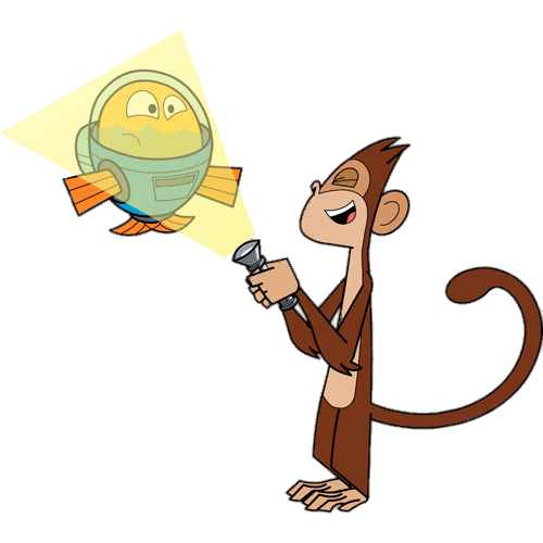 Zeek Shining Flashlight on Fishtronaut