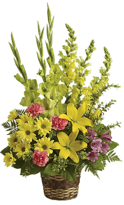 Basket with yellow snapdragons