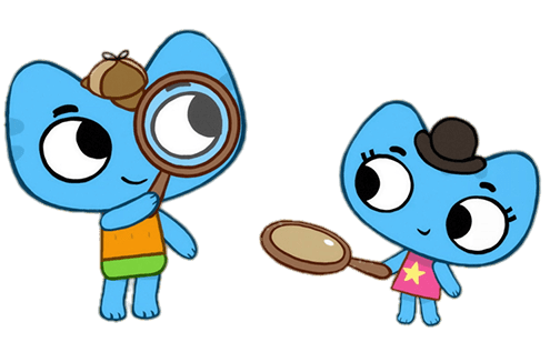 Kit'n'Kate Detectives Holding Magnifying Glasses