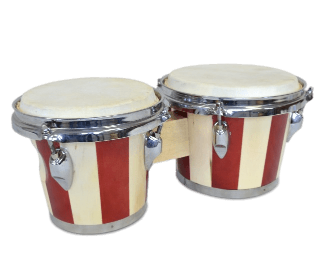 Red and White Striped Bongo Drums