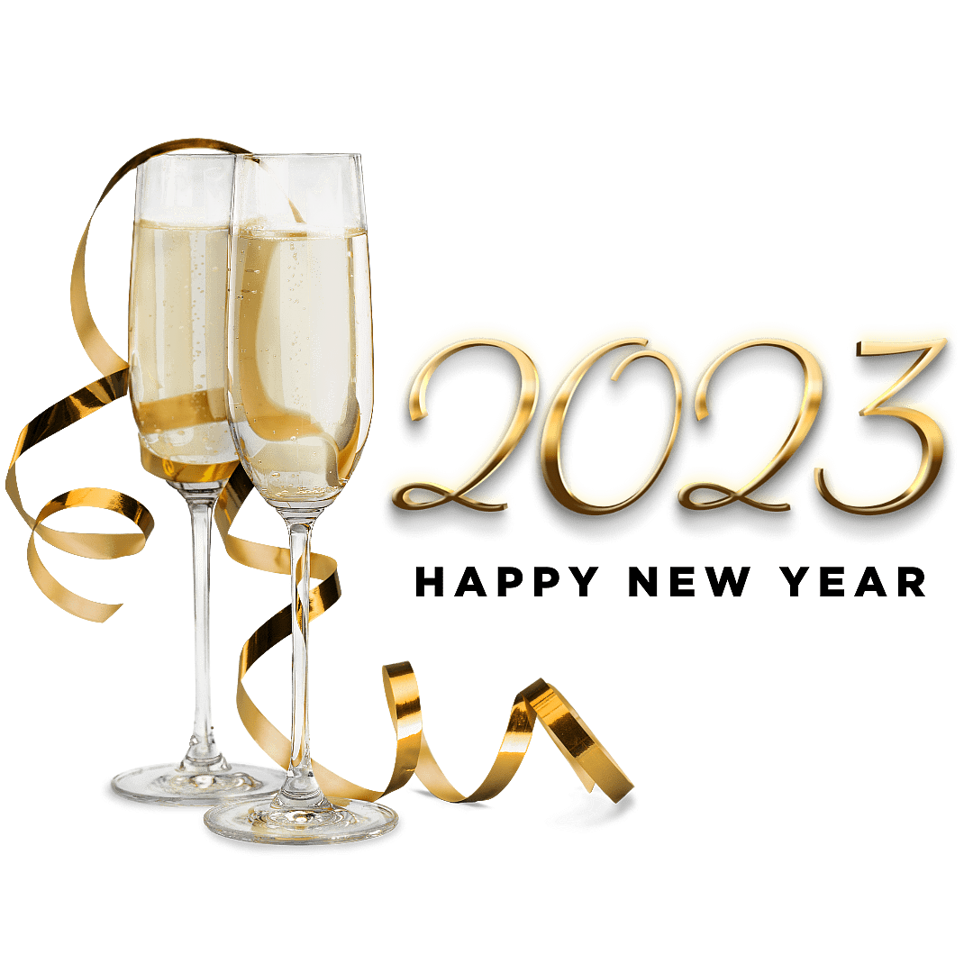 Happy New Year 2023 Champagne Glasses