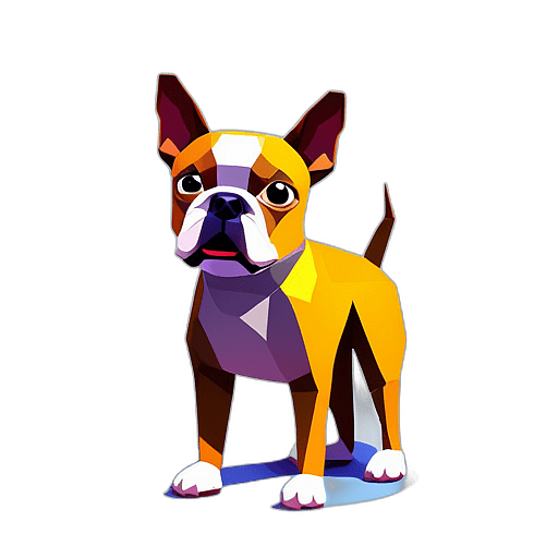 Boston Terrier, Children'S Cartoon Animation Style - Full Body, Single View, No Shadow