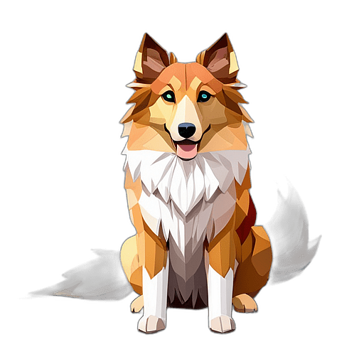 Shetland Sheepdog, Children'S Cartoon Animation Style - Full Body, Single View, No Shadow