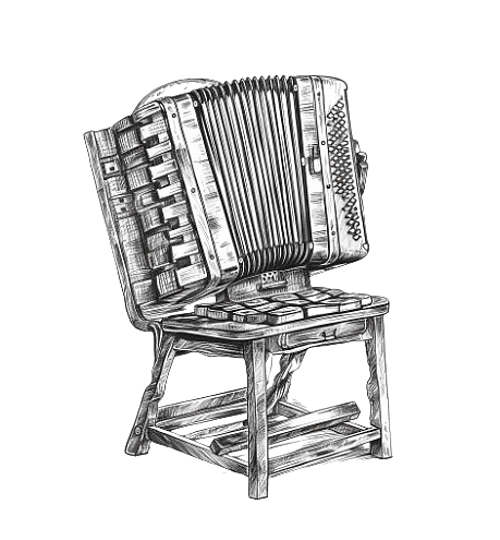 small vintage accordeon on a chair