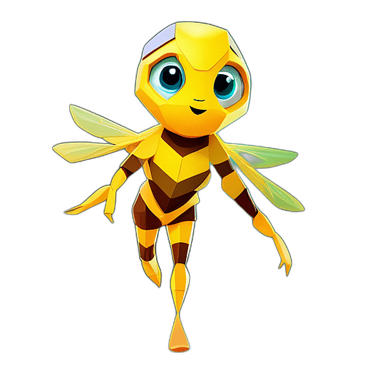 Wasp, Children'S Cartoon Animation Style -  Full Body, Single View, No Shadow