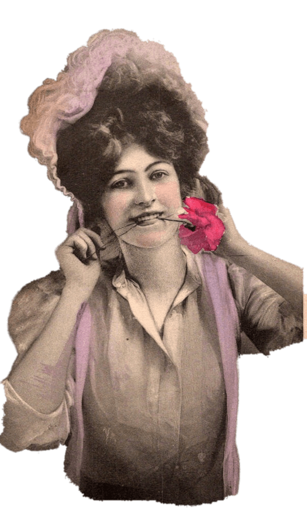Victorian Woman With A Rose Between Her Teeth