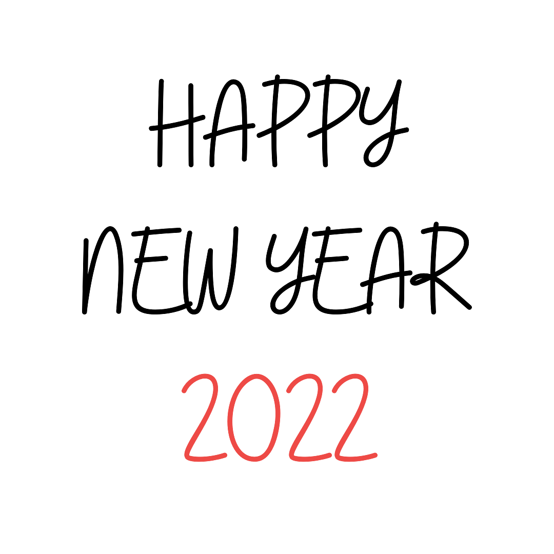 Happy New Year 2022 Simple Text Greeting Card
