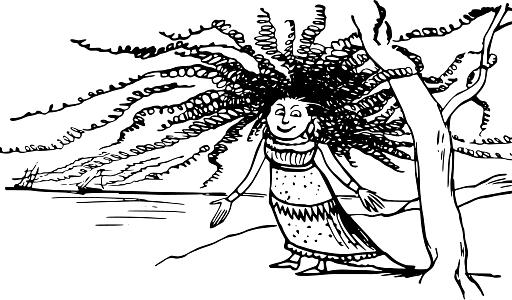 Edward Lear Drawing Woman with Wild Hair