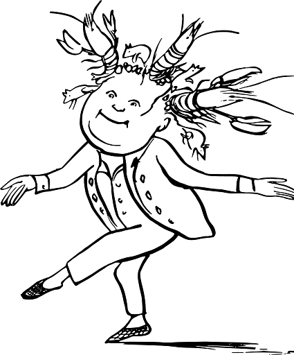 Edward Lear Drawing Man with Lobster Hairdress